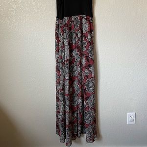 Black and maroon maxi dress